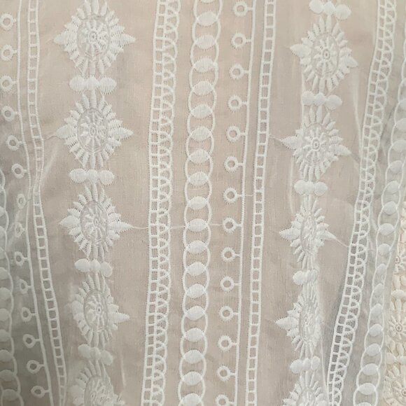 Sheer White Embroidered Faux-Pearl Button Down Blouse 112L - Picture 7 of 7